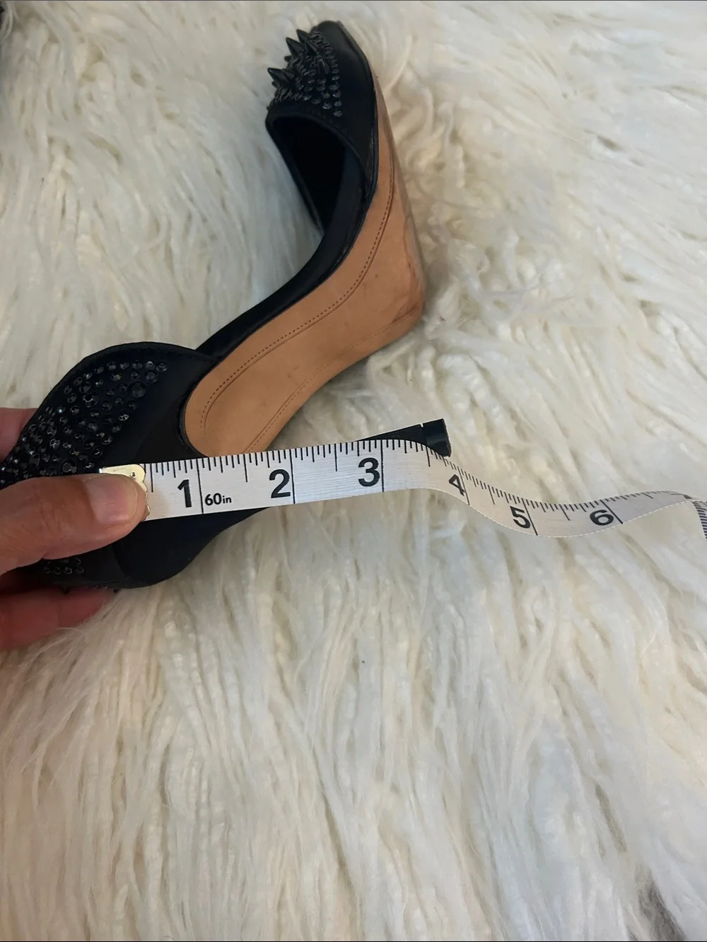 Sam Edelman Black Spike Embellished Pointed Toe Pumps size 4.5